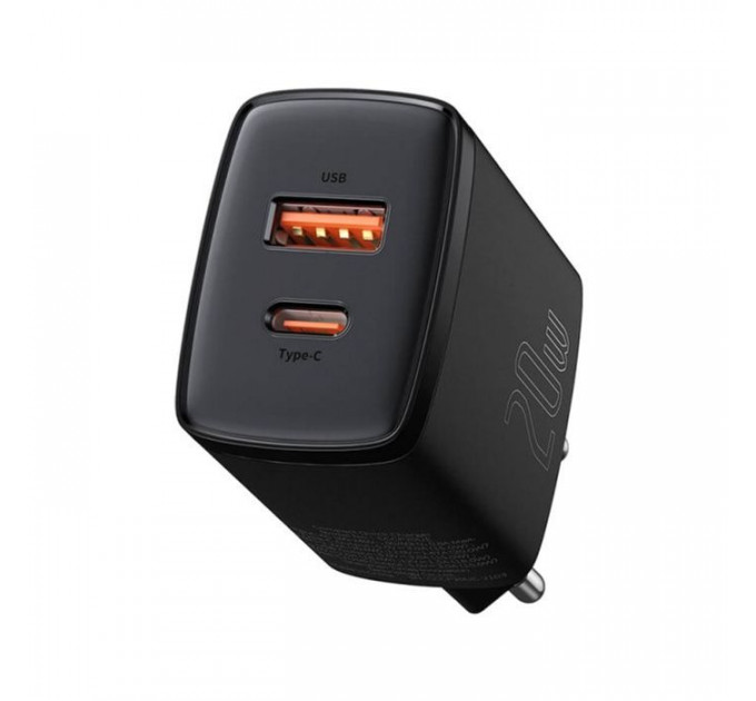 Зарядний пристрій Baseus Compact Quick Charger U+C 20W EU Black (CCXJ-B01)