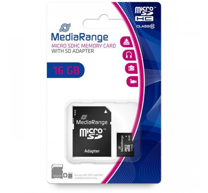 Карта пам/'яті Mediarange 16GB microSD class 10 (MR958)