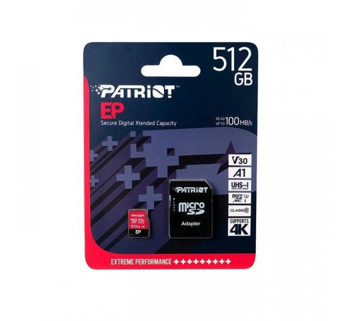 Карта пам/'яті Patriot 512GB microSD class 10 UHS-I U3 (PEF512GEP31MCX)