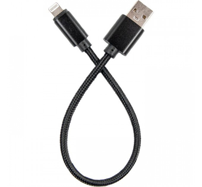 Дата кабель USB 2.0 AM to Lightning 0.2m black Dengos (NTK-L-SHRT-BLACK)