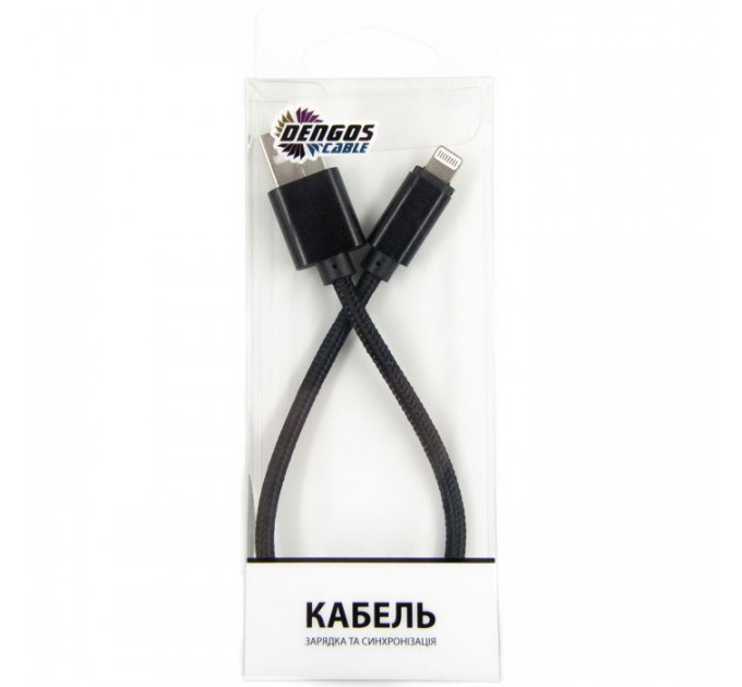 Дата кабель USB 2.0 AM to Lightning 0.2m black Dengos (NTK-L-SHRT-BLACK)