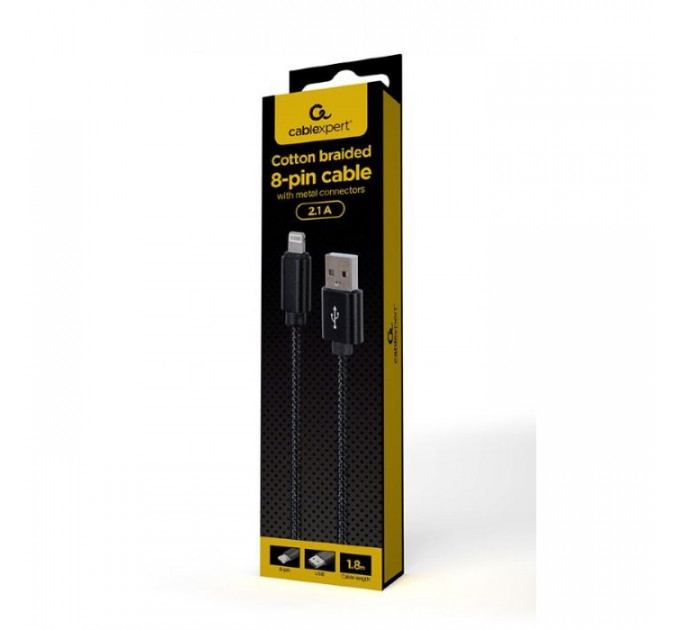 Дата кабель USB 2.0 AM to Lightning 2.0m 2.1A Cablexpert (CCDB-mUSB2B-AMLM-6)