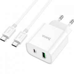 Зарядний пристрій HOCO C80A Plus Rapido PD20W+QC3.0 charger set(C to C) White (6931474779908)