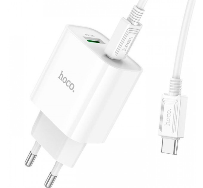 Зарядний пристрій HOCO C80A Plus Rapido PD20W+QC3.0 charger set(C to C) White (6931474779908)
