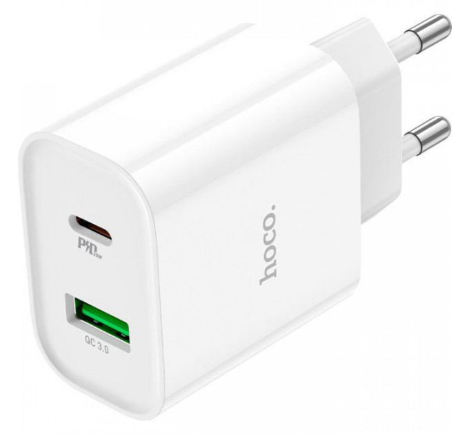 Зарядний пристрій HOCO C80A Plus Rapido PD20W+QC3.0 charger set(C to C) White (6931474779908)