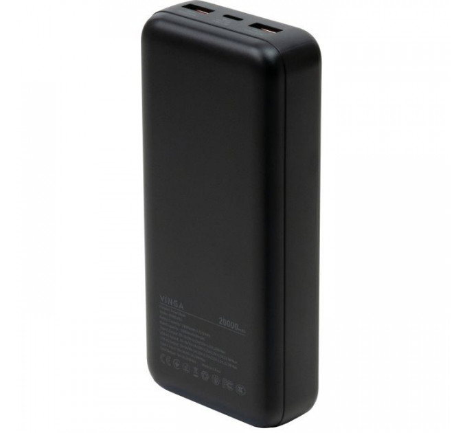 Батарея универсальная Vinga 20000 mAh 22.5W Display Black (VPBB2022)
