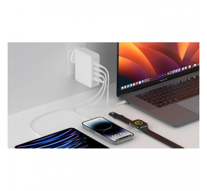 Зарядний пристрій Belkin 140W 3хUSB-С GAN PD PPS USB-A White (WCH014BTWH)