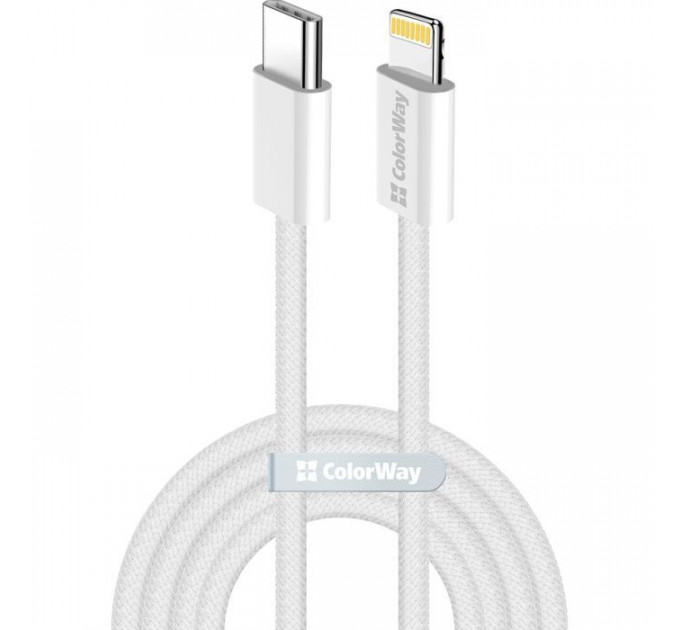 Дата кабель USB-C to Lightning 1.0m 27W grey ColorWay (CW-CBPDCL061-GR)