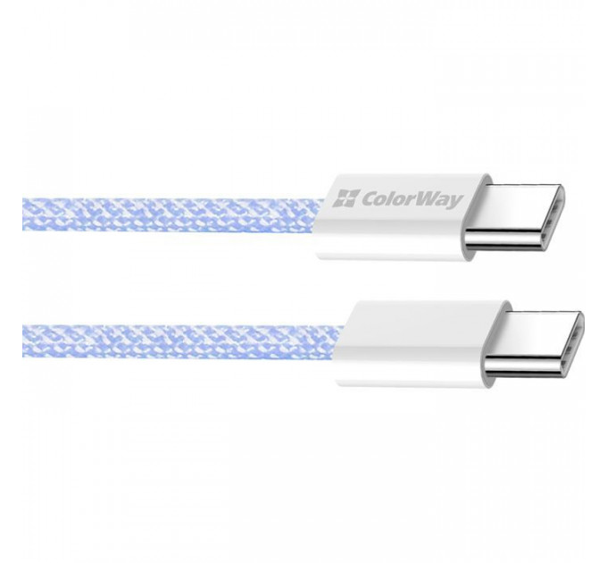 Дата USB-C кабель USB-C 1.0m 60W 3.0А фиолетовый ColorWay (CW-CBPDCC061-PU)