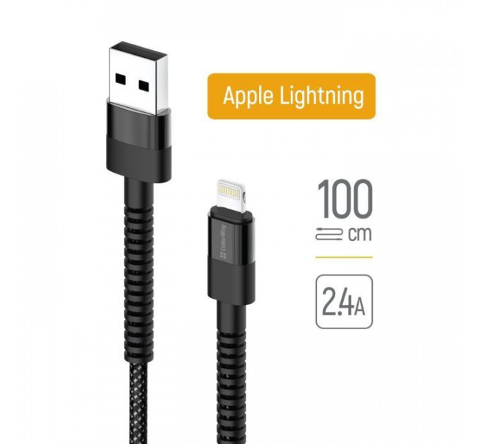 Дата кабель USB-A to Lightning 1.0m 2.4А black ColorWay (CW-CBUL063-BK)