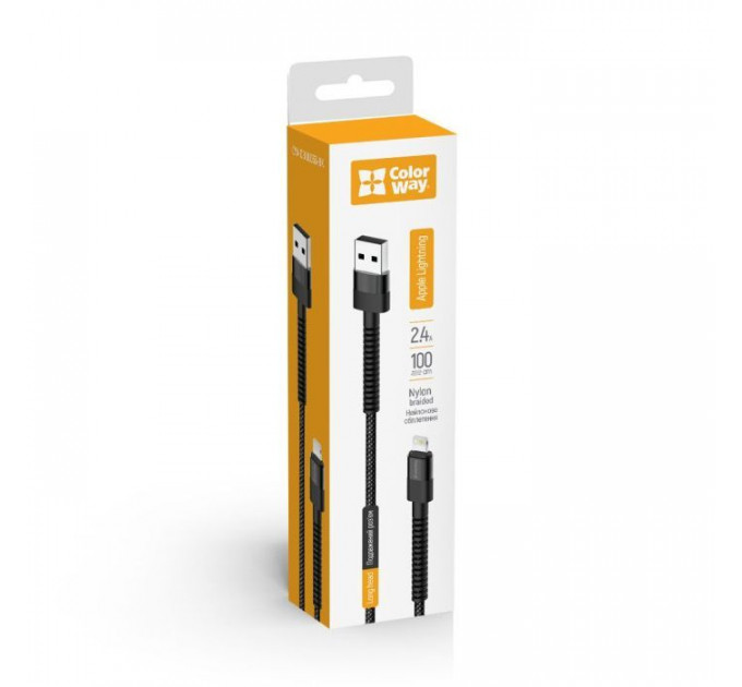 Дата кабель USB-A to Lightning 1.0m 2.4А black ColorWay (CW-CBUL063-BK)