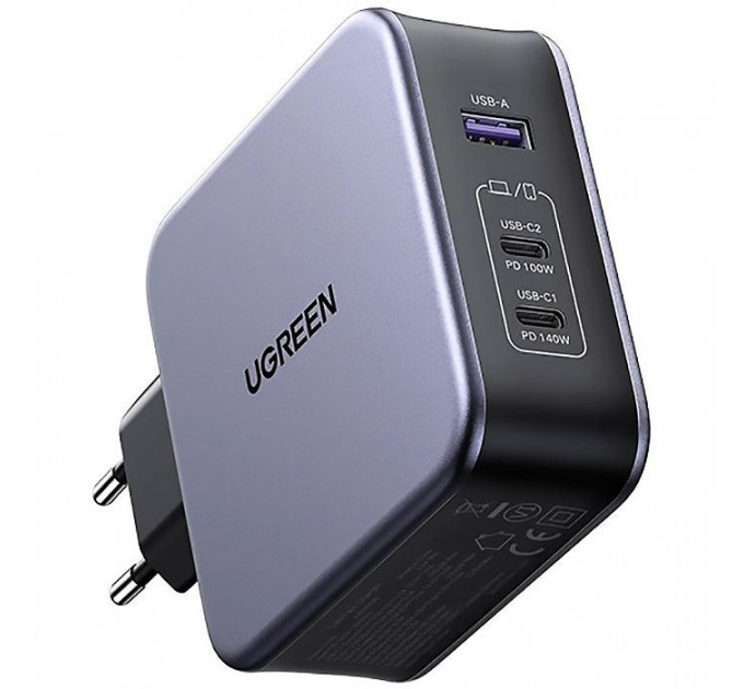 Зарядное устройство Ugreen 3xUSB 140W (2хUSB-C+USB-A) Gan CD289 with C to C Cable 1.5m (90549)