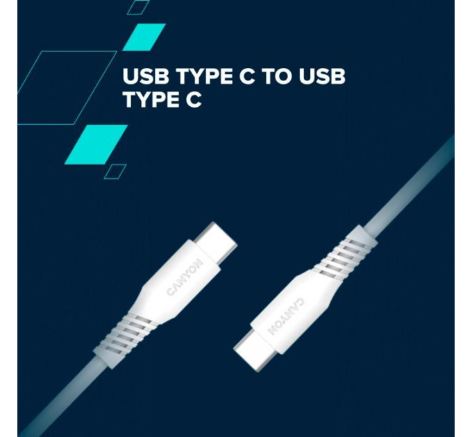 Дата кабель USB-C to USB-C 1.2m CC60SC 60W White Canyon (CNS-CC60SC12W)
