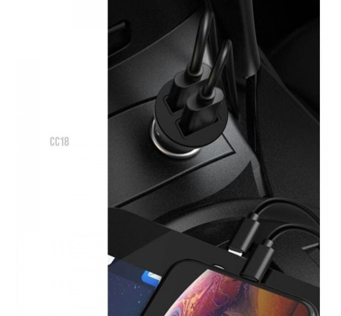 Зарядний пристрій XO CC18 2.1A\/2 USB Black (XO-CC18-BK)