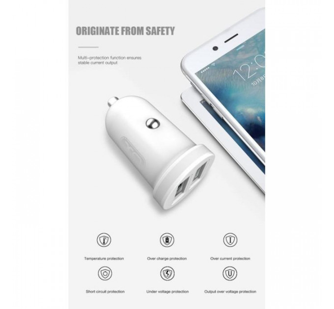 Зарядное устройство для XO CC18 2.1A\/2 USB White (XO-CC18-WH)