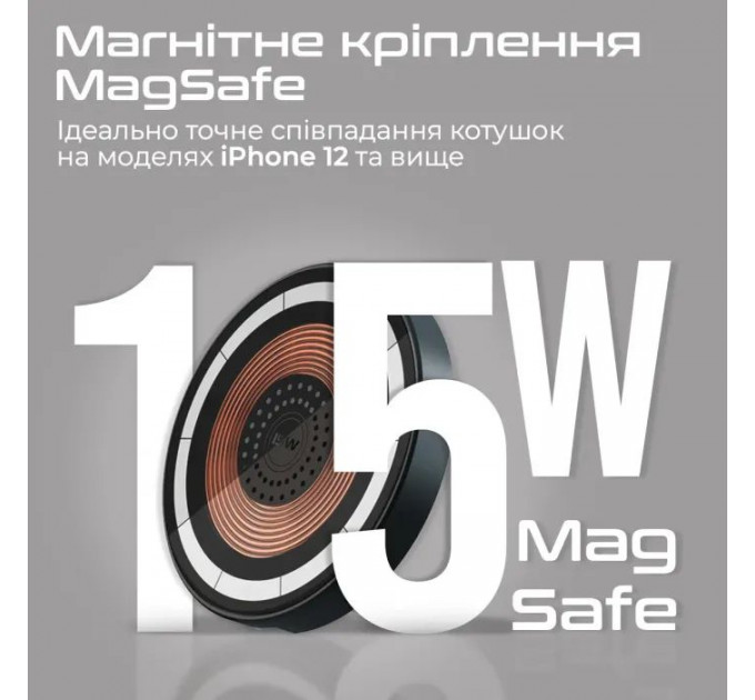 Зарядний пристрій Promate 15W wireless (magring)