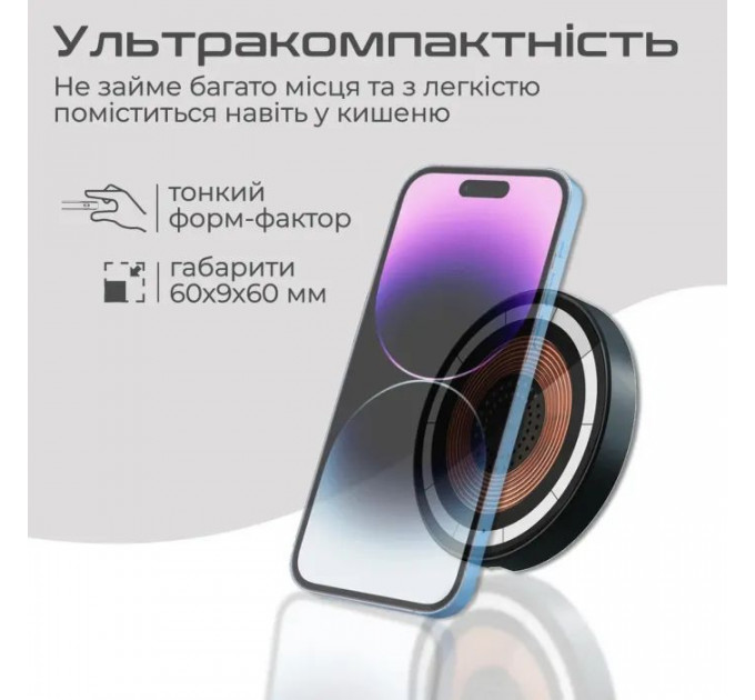 Зарядний пристрій Promate 15W wireless (magring)