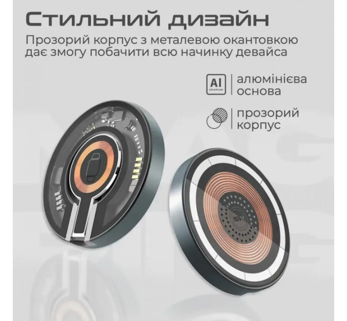 Зарядний пристрій Promate 15W wireless (magring)