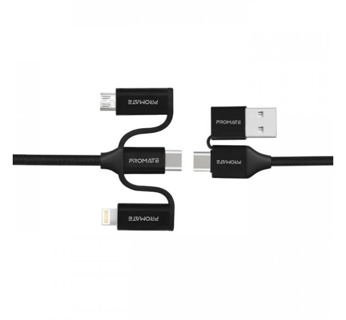 Дата кабеля USB 2.0 AM to Lightning + Micro 5P + USB-C pentapower.black Promate (pentapower.black) Дата кабеля USB 2.0 AM to Lightning + Micro 5P + USB-C pentapower.black Promate (pentapower.black)