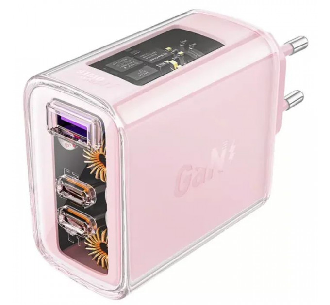 Зарядний пристрій Acefast 3xUSB 65W (2xUSB-C+USB-A) Gan A45 Fast Charger Cherry blossom (6974316282082)