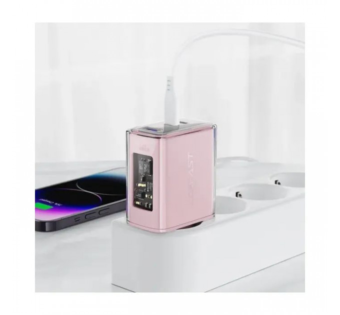 Зарядний пристрій Acefast 3xUSB 65W (2xUSB-C+USB-A) Gan A45 Fast Charger Cherry blossom (6974316282082)