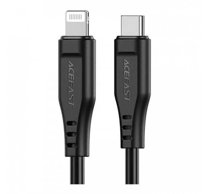 Дата кабель USB-C to Lightning 1.2m 3.0A TPE C3-01 Black Acefast (6974316280804)