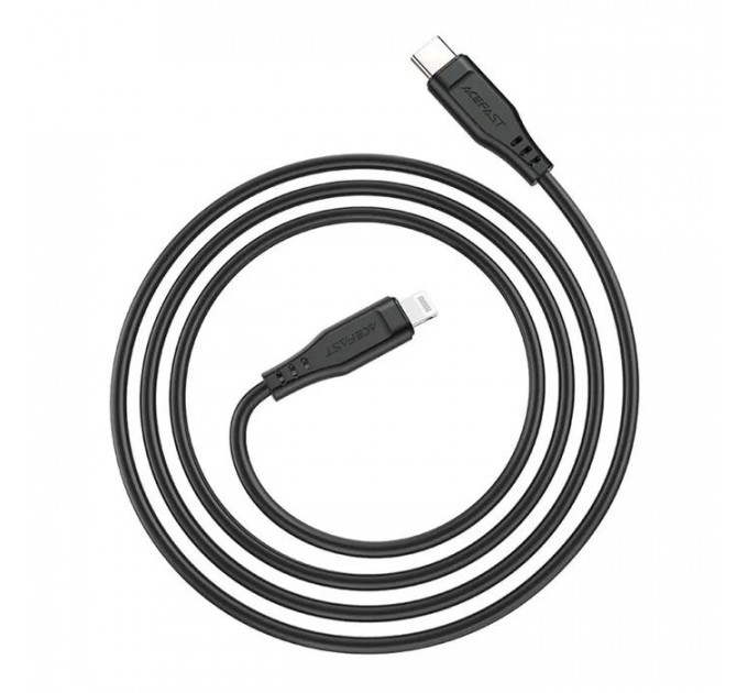 Дата кабель USB-C to Lightning 1.2m 3.0A TPE C3-01 Black Acefast (6974316280804)
