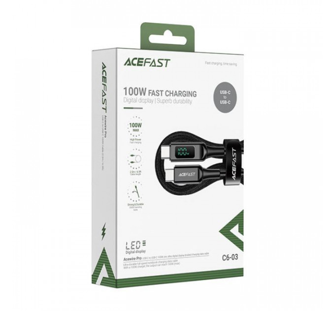 Дата кабель USB-C to USB-C 2.0m 100W with display C6-03 Acefast (6974316281054)
