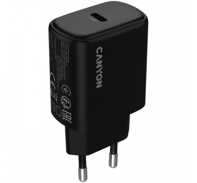 Зарядний пристрій Canyon OnCharge 200 20W 1xPD EU Black (CNE-CHA200-11)