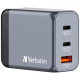Зарядний пристрій Verbatim GaN 65 W 3 ports (2xUSB-C-65 W \/USB-A -3.0) (32201)