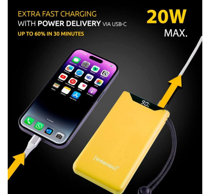 Батарея універсальна Intenso F10000 10000mAh QC\/3.0 yellow (7332039)