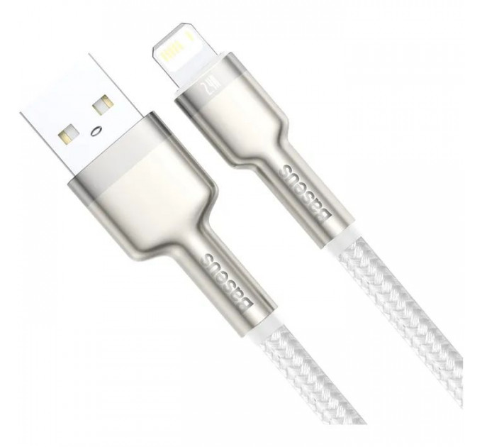 Дата кабель USB 2.0 AM to Lightning 1.0m Cafule Series Metal 2.4A White Baseus (CALJK-A02)