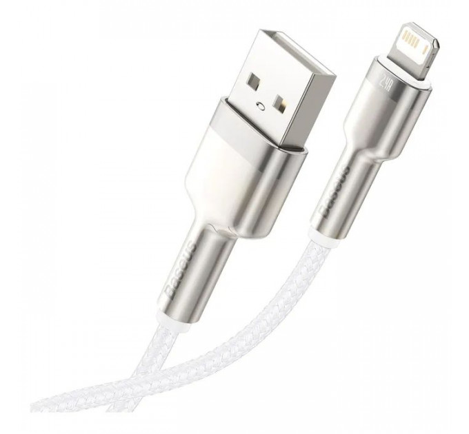 Дата кабель USB 2.0 AM to Lightning 1.0m Cafule Series Metal 2.4A White Baseus (CALJK-A02)
