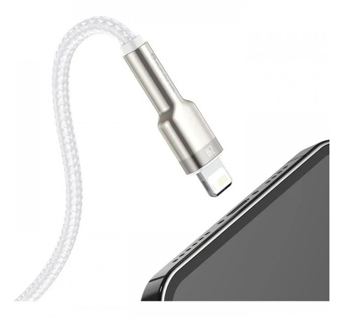 Дата кабель USB 2.0 AM to Lightning 1.0m Cafule Series Metal 2.4A White Baseus (CALJK-A02)