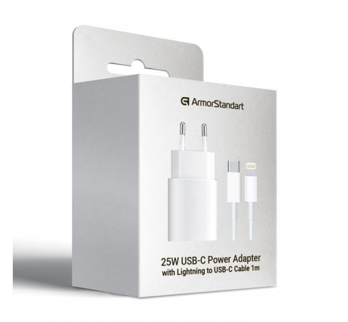 Зарядний пристрій Armorstandart AR-TA800W USB-C 25W White + cable USB-C to Lightning (ARM77719)