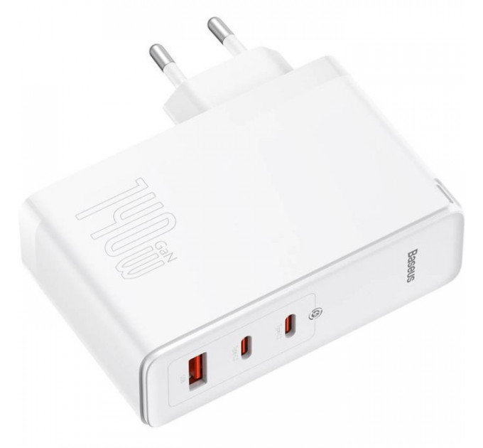 Зарядний пристрій Baseus GaN5 Pro Fast Charger 2C+U 140W + Cable 1.0m Type-C 240W white (CCGP100202)