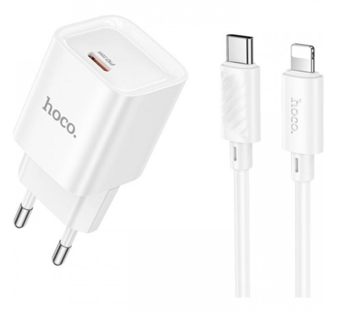 Зарядное устройство HOCO C146A Charm USB-C PD20W + cable USB-C to Lightning White (6942007630252) Зарядное устройство HOCO C146A Charm USB-C PD20W + cable USB-C to Lightning White (6942007630252)