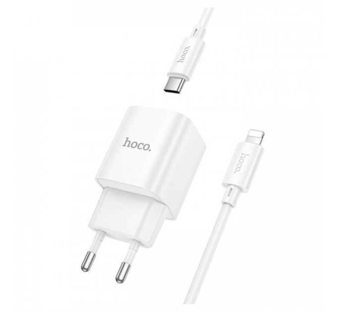 Зарядное устройство HOCO C146A Charm USB-C PD20W + cable USB-C to Lightning White (6942007630252)