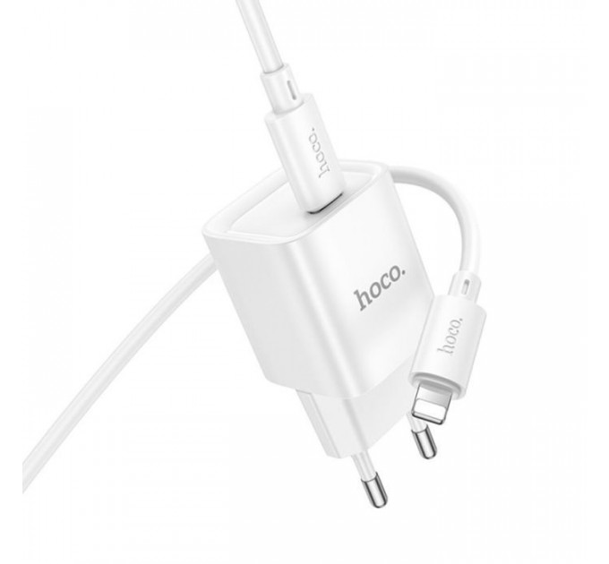Зарядное устройство HOCO C146A Charm USB-C PD20W + cable USB-C to Lightning White (6942007630252)