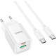 Зарядний пристрій HOCO C149A Charm 1xUSB-C PD30W + 1xUSB QC3.0 + cable USB-C to USB-C White (6942007630351)