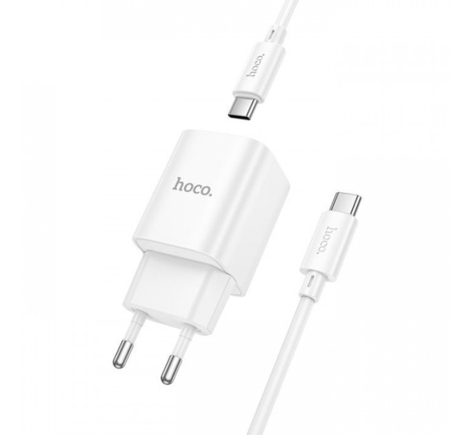Зарядний пристрій HOCO C149A Charm 1xUSB-C PD30W + 1xUSB QC3.0 + cable USB-C to USB-C White (6942007630351)