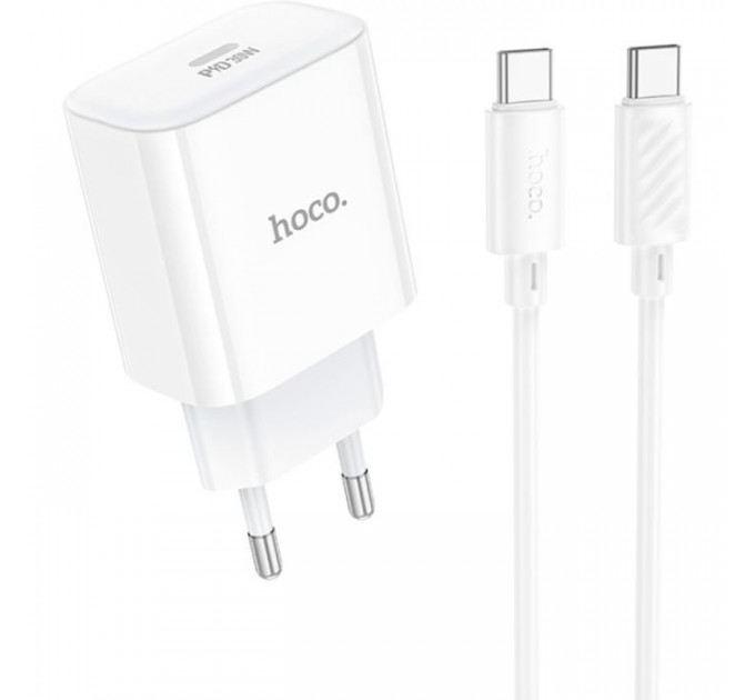 Зарядний пристрій HOCO C76A Pro Majestic USB-C PD30W + cable USB-C to USB-C White (6942007616324) Зарядний пристрій HOCO C76A Pro Majestic USB-C PD30W + cable USB-C to USB-C White (6942007616324)