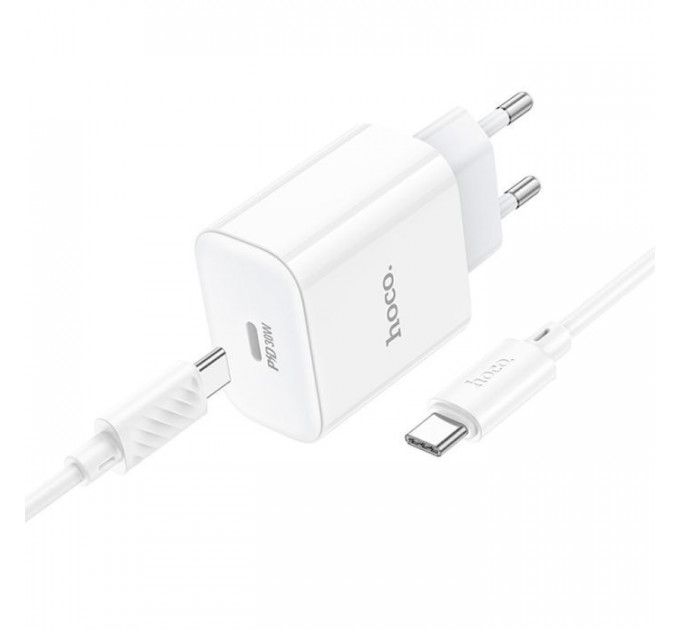 Зарядний пристрій HOCO C76A Pro Majestic USB-C PD30W + cable USB-C to USB-C White (6942007616324)
