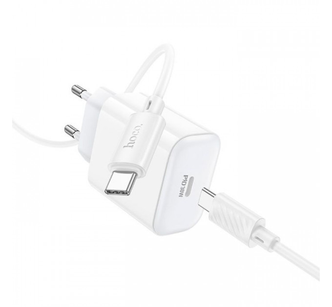 Зарядний пристрій HOCO C76A Pro Majestic USB-C PD30W + cable USB-C to USB-C White (6942007616324)