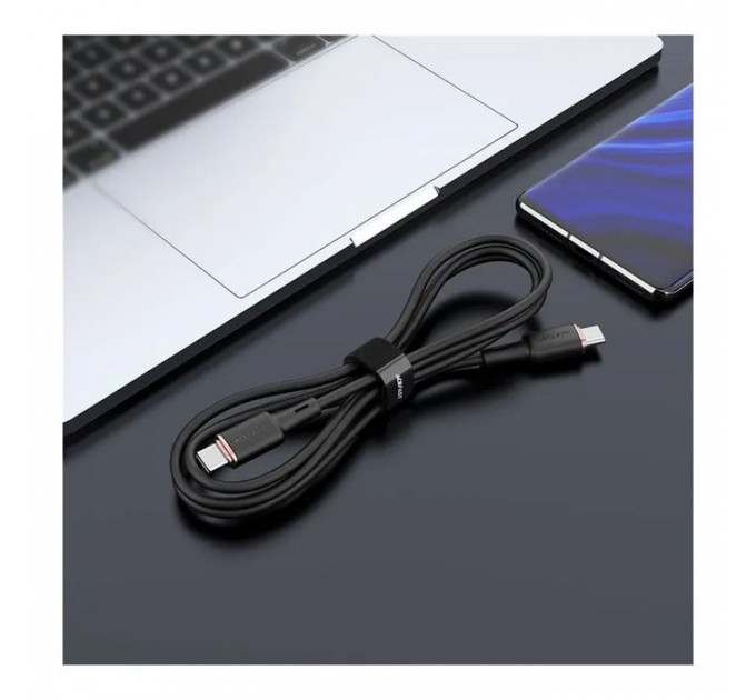 Дата кабель USB-C to USB-C 1.2m 3A 60W silicone C2-03 black Acefast (6974316280729)