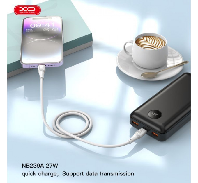 Дата кабеля USB-C to Lightning 1.0m 27W High Elastic Zeus XO (NBQ239A_White)
