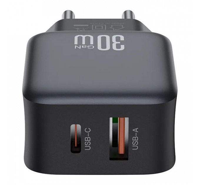 Зарядний пристрій XO L156 USB-C PD30W + USB-A QC3.0 Black (L156.black)