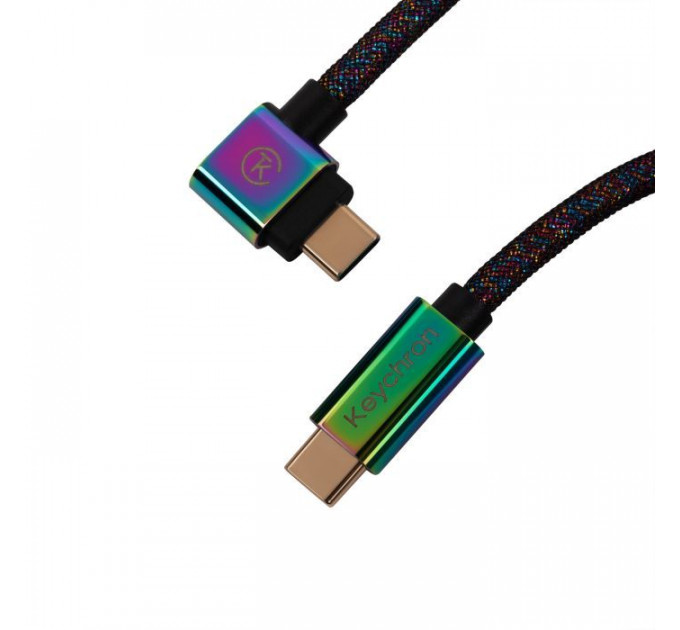 Дата кабель USB-C + USB A to USB-C 1.08m Premium Coiled Aviator black Keychron (CAB7_KEYCHRON)