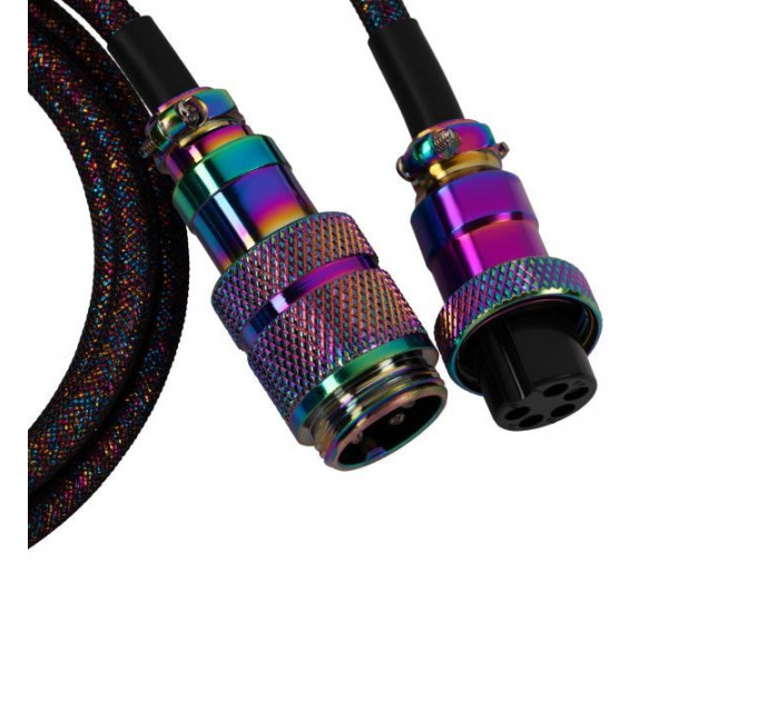 Дата кабель USB-C + USB A to USB-C 1.08m Premium Coiled Aviator black Keychron (CAB7_KEYCHRON)