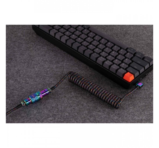 Дата кабель USB-C + USB A to USB-C 1.08m Premium Coiled Aviator black Keychron (CAB7_KEYCHRON)